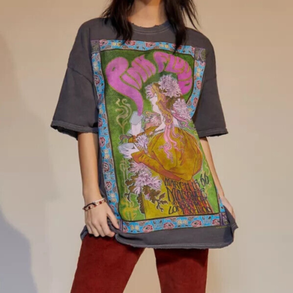 Pink Floyd London Tour Oversized T-Shirt faded Black Vintage Size S/M - L/XL